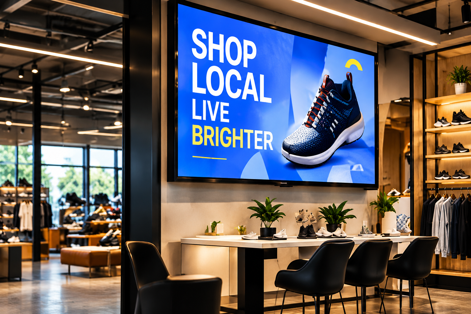 Digital advertising screen in a retail store